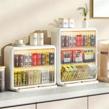 Настенный держатель для кофейных капсул, подставка, ящик, практичные полки для чайных пакетиков, настольный органайзер для конфет в чайных пакетиках, пылезащитный чехол