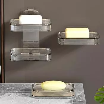 Настенный держатель для мыла Самоклеящаяся полка для мыла Мыльница для ванной комнаты без сверления Double Layer