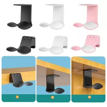 Настенный держатель для наушников, подставка, экономящая место, держатель для вешалки для наушников, крючок под столом, простая в установке вешалка с зажимами C