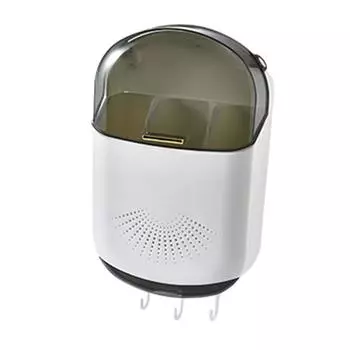 Настенный держатель для палочек для еды, защита от пыли, 3 отделения, большая емкость, сливная посуда белый