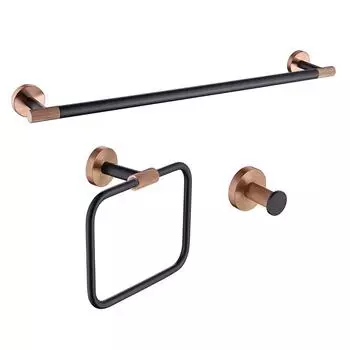 Настенный держатель для полотенец из розового золота, квадратное кольцо для полотенца, крючок для халата, набор аксессуаров для ванной комнаты, матовый черный