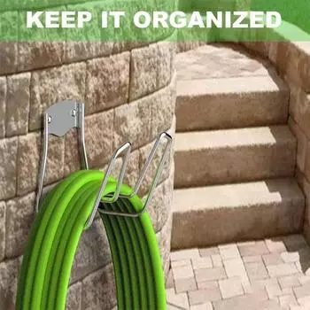 Настенный держатель для садового шланга, крючок для хранения, устойчивый к коррозии, прочный, несущий, вешалка для водопроводных труб, органайзер для шланга серебряный