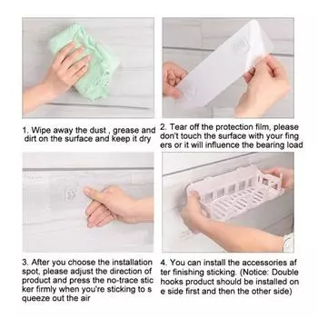 Настенный держатель для шампуня для ванной комнаты, полка для туалетной присоски, стеллаж для хранения мелочей 1 синий