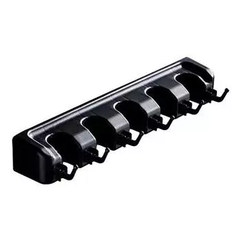 Настенный держатель для швабры и метлы с 5 слотами, высокая грузоподъемность, простая установка, сверхпрочный держатель для щеток с 6 крючками