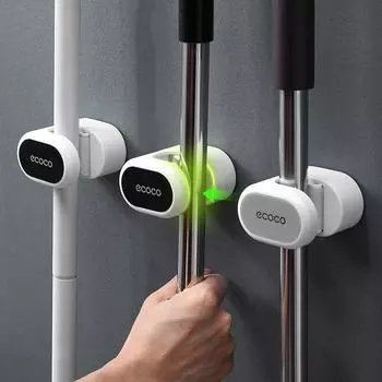 Настенный держатель для швабры, крючок для швабры, стойка для кухни, ванной комнаты, швабра, стеллаж для хранения метлы, домашний органайзер, подвесная полка для хранения на присоске чёрный