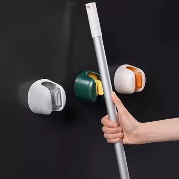 Настенный держатель для швабры, настенная бытовая стойка для хранения, вешалка для хранения, вешалки для швабры, органайзер для кухни и ванной комнаты белый