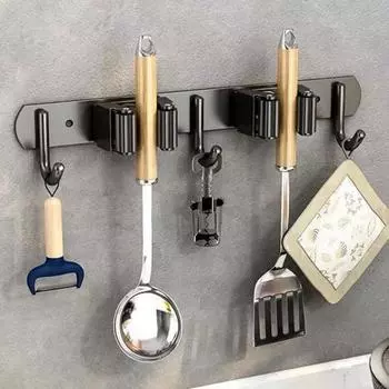 Настенный держатель для швабры с крючком, простая установка, настенная вешалка для швабры S