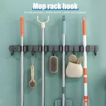 Настенный держатель для швабры с крючком, простая установка, настенная вешалка для швабры, органайзер для кухонных принадлежностей S