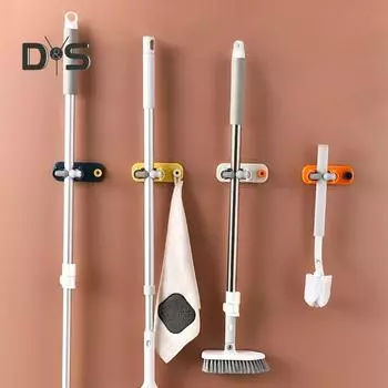 Настенный держатель для швабры, высокая устойчивость, широкое применение, простая установка, самоклеящийся держатель для швабры, вешалка для метлы оранжевый
