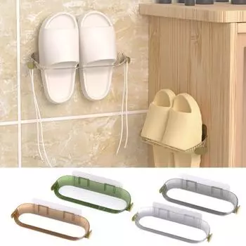 Настенный держатель для тапочек с крючком для шнурков, без перфорации, настенный, противоскользящий, водонепроницаемый, выдерживает большую нагрузку, быстрый дренаж, обувь для ванной комнаты, флип серый