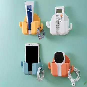 Настенный держатель для телефона, самоклеящийся перфоратор, бесплатная противоскользящая зарядка, многофункциональный ящик для хранения с вешалкой для гостиной