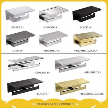 Настенный держатель для туалетной бумаги из нержавеющей стали 304, матовый черный держатель для бумажных полотенец, подставка для хранения телефона, аксессуары для ванной комнаты