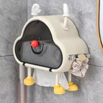 Настенный держатель для туалетной бумаги, коробка для салфеток, большая емкость, дизайн в форме облака, простая установка, самоклеящийся держатель для салфеток, коробка для хранения белый