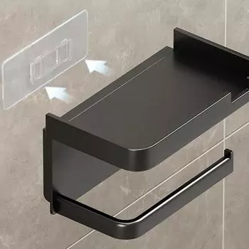 Настенный держатель для туалетной бумаги, нержавеющая утолщенная пластиковая полка для хранения для ванной комнаты, кухни, держатель для рулона туалетной бумаги чёрный