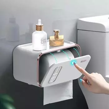 Настенный держатель для туалетной бумаги в ванной комнате, коробка для бумажных салфеток, пластиковый диспенсер для туалетной бумаги, коробка для хранения рулонной бумаги, бесплатная штамповка белый