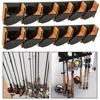 Настенный держатель для удочки, 6 слотов, пружинная пряжка, противоскользящая многофункциональная вертикальная стойка для удочки, стойка-органайзер, аксессуары для рыбалки оранжевый