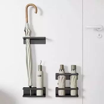 Настенный держатель для зонта из углеродистой стали, регулируемая высота, полка для хранения зонтов, вешалка, органайзер для офиса и дома чёрный