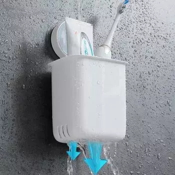 Настенный держатель для зубной пасты, чашка для рта, водонепроницаемый держатель, полка для хранения в ванной, без дрели, портативная стойка, организация белый