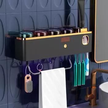 Настенный держатель для зубной пасты, стерилизуемый, водонепроницаемый, для хранения зубной пасты, аксессуары для ванной комнаты Two Cups