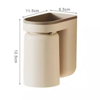 Настенный держатель для зубных щеток 2 в 1, стойка для хранения зубных щеток, креативная перевернутая полка для слива зубных щеток, аксессуары для ванной комнаты бежевый