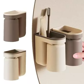 Настенный держатель для зубных щеток 2 в 1, стойка для хранения зубных щеток, креативная перевернутая полка для слива зубных щеток, аксессуары для ванной комнаты