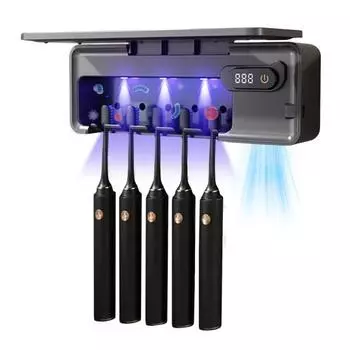 Настенный держатель для зубных щеток большой емкости многоцелевой простой в установке перезаряжаемый УФ-дезинфицирующий электрический органайзер для зубных щеток