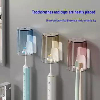 Настенный держатель для зубных щеток для ванной комнаты с полкой для хранения для взрослых и детей, в комплект входят стаканчики для электрических зубных щеток. toothbrush holder, 1 piece