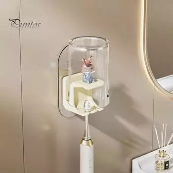 Настенный держатель для зубных щеток Эффективный дренаж Простая установка Держатель для зубной щетки и ополаскивателя для полости рта Органайзер для ванной комнаты прозрачный