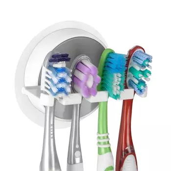 Настенный держатель для зубных щеток Linkidea для пластикового клея, настенное крепление, 4 слота, вешалка для зубных щеток, совместимая с ванной комнатой Colgate Extra CrossAction,