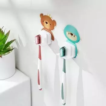 Настенный держатель для зубных щеток с изображением медведя и ягненка, небьющийся, для дома, акриловая полка с клеевой основой, держатель для стакана для ополаскивателя полости рта синий
