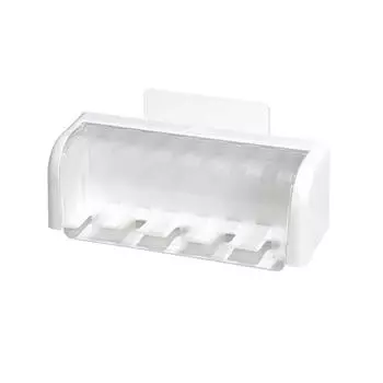 Настенный держатель для зубных щеток в ванной с крышкой на 5 слотов без сверления для домашней ванной комнаты, самоклеящиеся полки для хранения зубных щеток