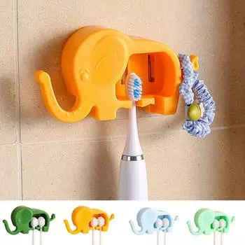 Настенный держатель для зубных щеток в виде слона, мультяшная стойка для хранения разных вещей для дома жёлтый