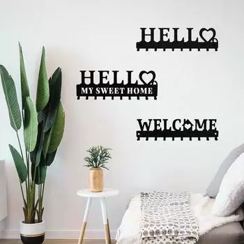 Настенный держатель ключей – металлический дизайн «WELCOME» с крючками для одежды, стильная вешалка для ключей и пальто M бронзовый