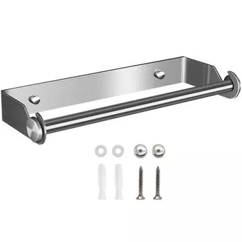 Настенный держатель кухонного рулона из нержавеющей стали без сверления Держатель рулона бумаги Держатель рулона Настенный держатель рулона для кухонного шкафа Раковина в ванной комнате One Size серебряный