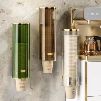 Настенный держатель одноразовых бумажных стаканчиков пыле- и водонепроницаемый может вмещать 40-60 бумажных стаканчиков прозрачного цвета шоколадный