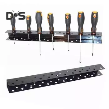 Настенный держатель отверток с 23 отверстиями, нержавеющий, простая установка, прочный держатель отверток, настенная стойка для хранения инструментов чёрный
