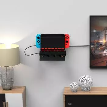 Настенный держатель RGB игровой хост-стойки 2 порта USB 2.0 с 7 слотами для игровых карт и 4 крючками для Nitendo Switch OLED TV док-станция аксессуары белый