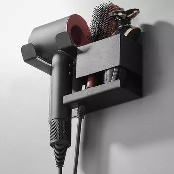 Настенный держатель воздуходувки, устойчивый к вибрациям, алюминиевый, модный вид, стойка для фена для помещений чёрный