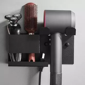Настенный держатель воздуходувки, устойчивый к вибрациям, алюминиевый, модный вид, стойка для фена для помещений чёрный