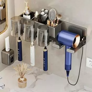 Настенный держатель зубных щеток, съемная полка для хранения электрических зубных щеток, полка для хранения стаканов для ополаскивателя полости рта, органайзер для ванной комнаты Color