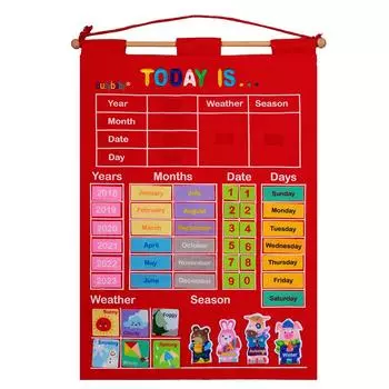 Настенный детский календарь Погода Сезон Дата Месяцы Год День Календарь для детей раннего возраста красный