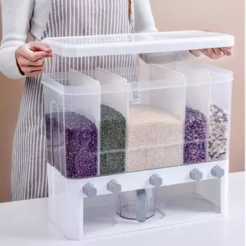 Настенный диспенсер для хлопьев, кухонные контейнеры для хранения продуктов, диспенсер для рисовых зерен, прозрачные отдельные герметичные банки для хранения