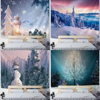 Настенный домашний декор психоделический фон ткань Рождественский камин гобелен Рождественская елка бохо большой размер гобелен Tapiz navideo 100x75cm