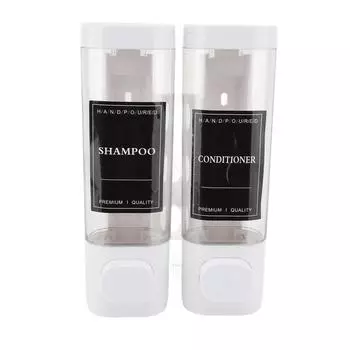 Настенный дозатор мыла с пресс-насосом 300 мл ABS с двойной головкой и прозрачным видом дозатор для шампуня белый