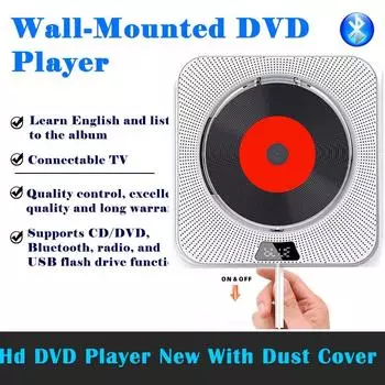 Настенный DVD-плеер со звуком и Bluetooth DVD-плеер Пульт дистанционного управления HDMI CD-плеер DVD/CD-плеер Аудио FM-радио белый