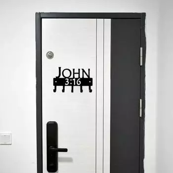 Настенный Джон 3:16 Библейских ссылок Христианская вешалка для ключей Декор Железные поделки Настенная вешалка для пальто Держатель для ключей Железное искусство жёлтый