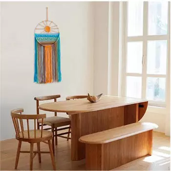 Настенный гобелен, бохо-макраме гобелен, богемный, ручная работа, деревенский декор в виде солнца-ловца снов Style A