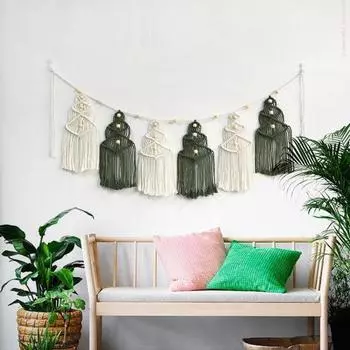 Настенный гобелен, ручная работа, плетеные деревянные бусины, декор в стиле бохо, ажурный, для общежития, дома, отеля, настенное украшение, подвесная подвеска в виде рождественской елки B