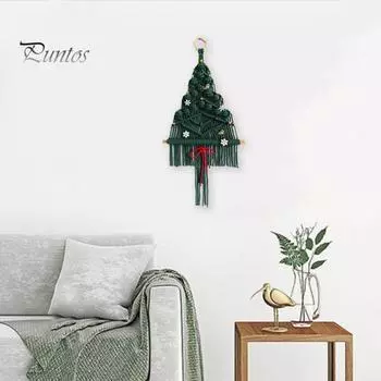 Настенный гобелен с 17 аксессуарами, ручная плетеная ажурная подвеска в стиле бохо для общежития, дома, отеля, подвесная подвеска на рождественскую елку зелёный