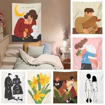 Настенный гобелен с цветочным принтом, фон, домашний декор 100x75cm